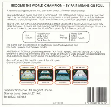 By Fair Means Or Foul (UK) (1988) box cover back